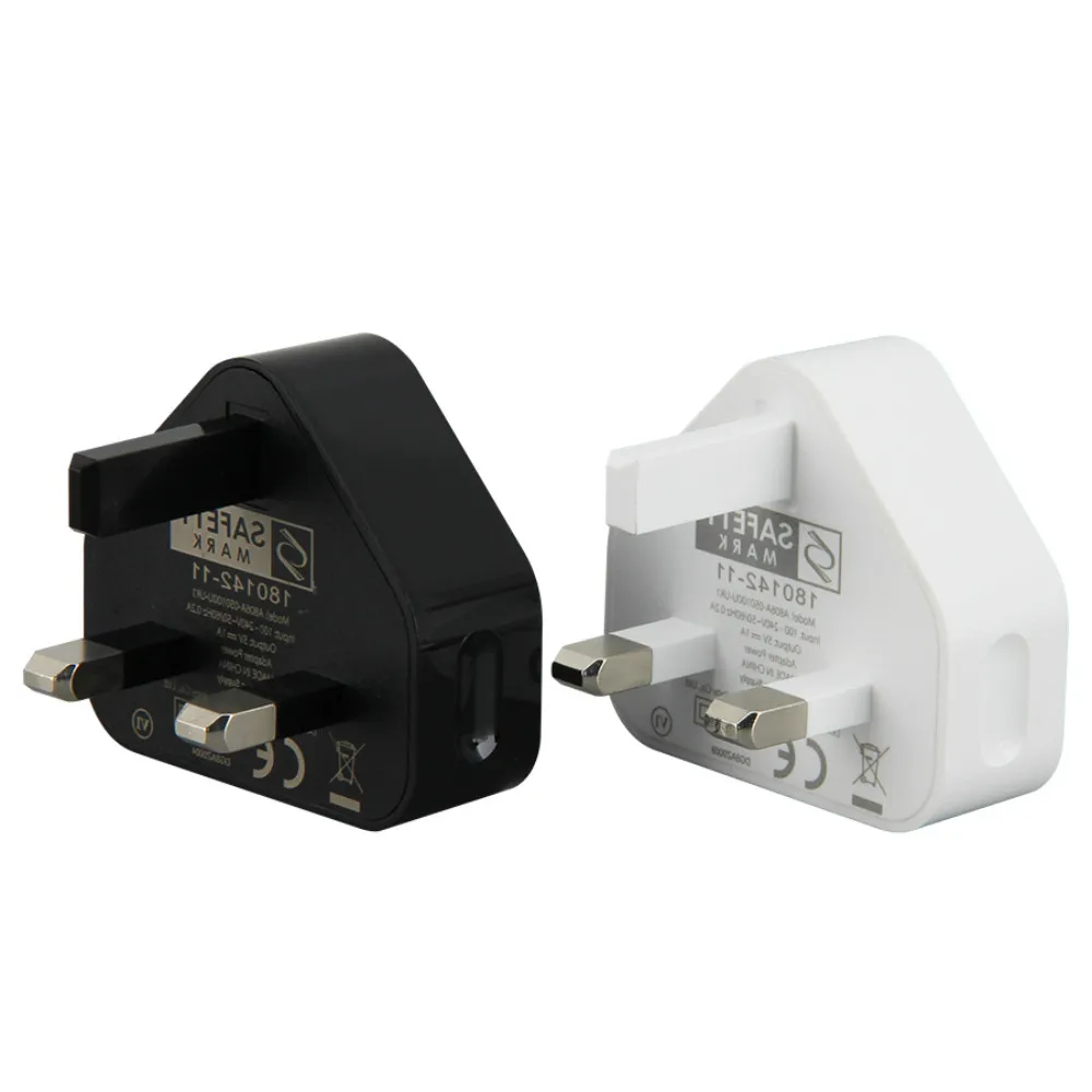 

5V 1A Power Adapter 3 Pin UK Plug AC Wall Charger Single Port USB Mobile Phone Chargers Charging for iPhone Samsung LG Xiaomi