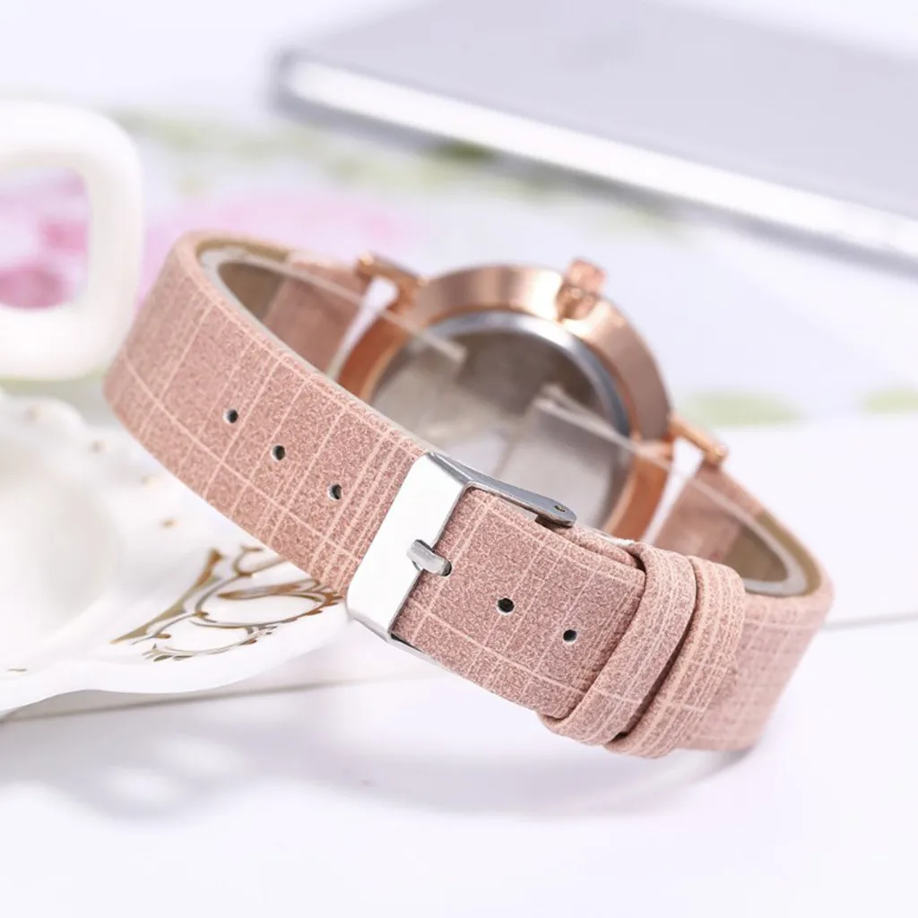 Simple Fashion Women Watches Pink Pineapple Roman Leather Band Ladies Watch часы женские reloj mujer montre femme /d | Наручные