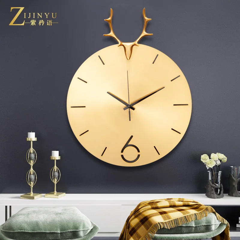 Металлическая декорация настенные часы северных оленей головы 3d Гостиная