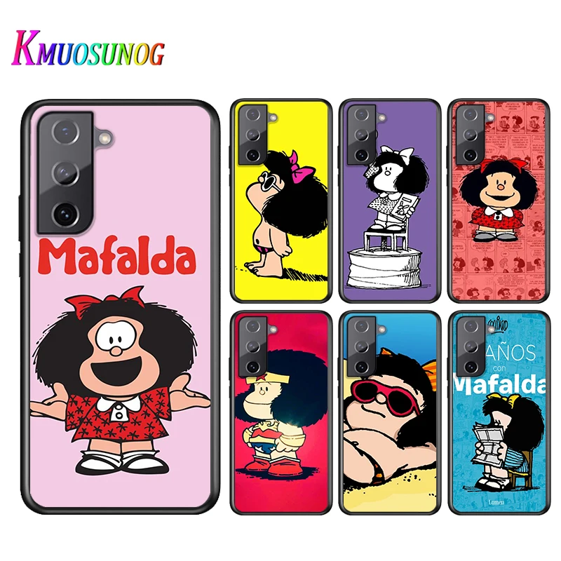 

Cartoon girl Mafalda For Samsung Galaxy S21 S10 S10E S19 S8 S7 S6 Note 20 10 9 8 Plus Pro Edge Ultra Soft Phone Case