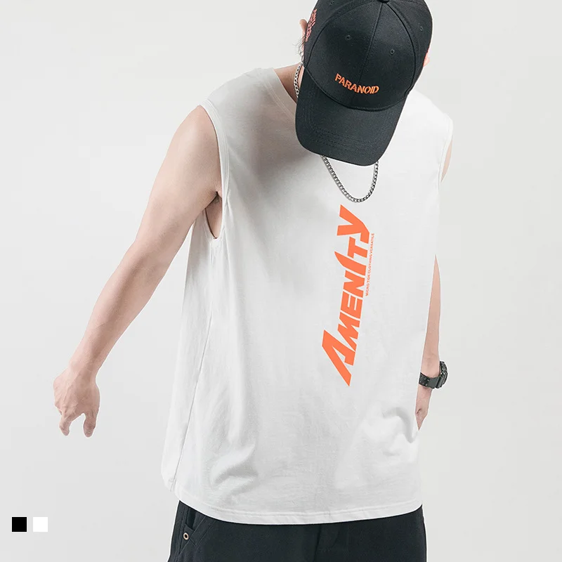 

Модный жилет, новый мужской свободный спортивный жилет без рукавов с буквенным принтом, Мужская Летняя Повседневная одежда для бега, фитнес...