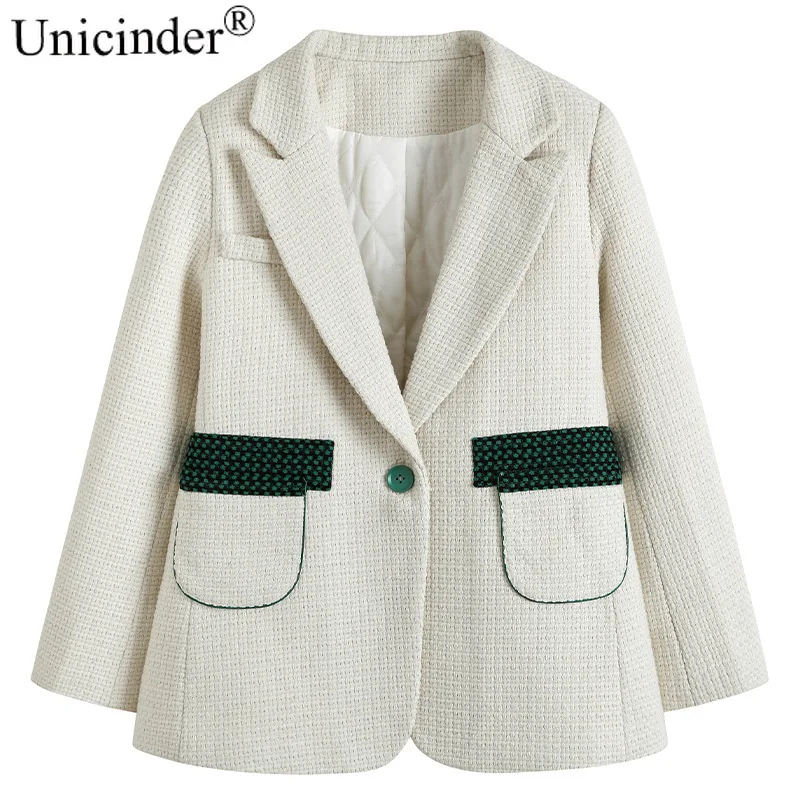 

Unicinder Plus Size Coat Female Woolen Single Button Womens Blazers Plus Size Clothing for Women Office Lady# 61040