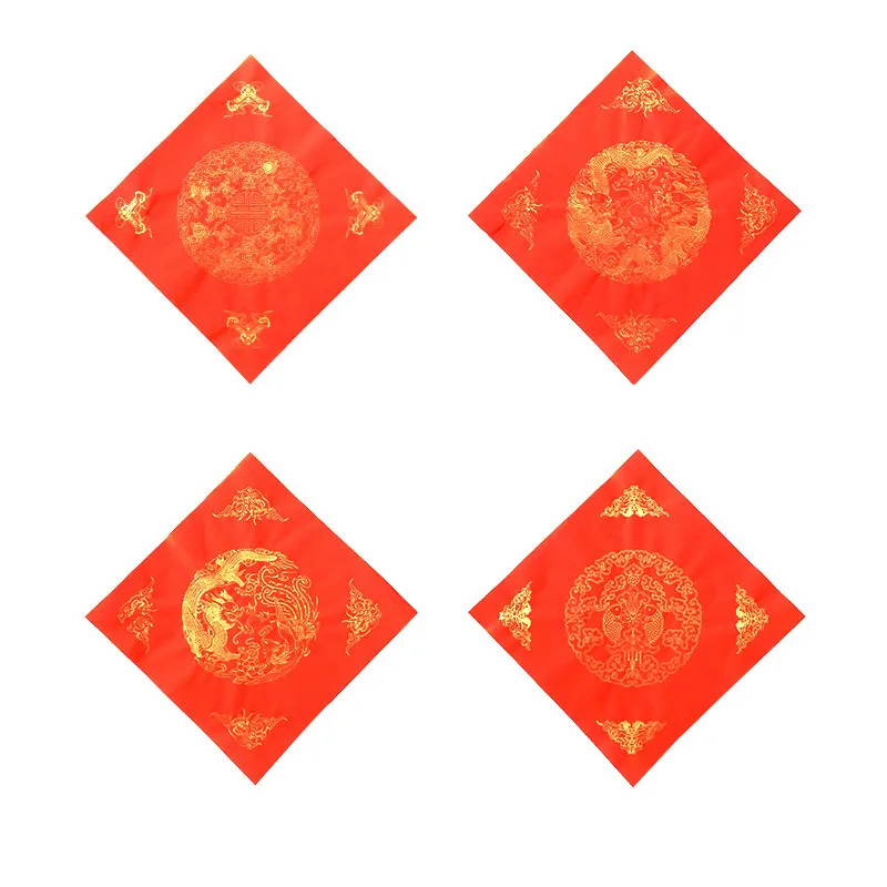 Золотая фольга красная бумага Xuan для китайского весеннего фестиваля двойная