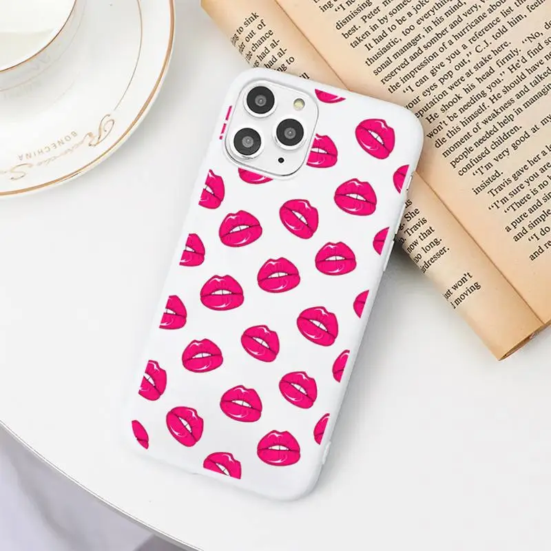

Sexy lips lipstick Phone Case Candy Color White for iPhone 11 pro XS MAX 8 7 6 6S Plus X 5S SE 2020 XR