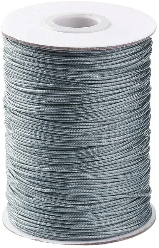 

85 Yards/roll 1mm Korean Waxed Polyester Cord Waxed Cord Thread Beading Thread for Jewellery Bracelets Craft Making (Gray)