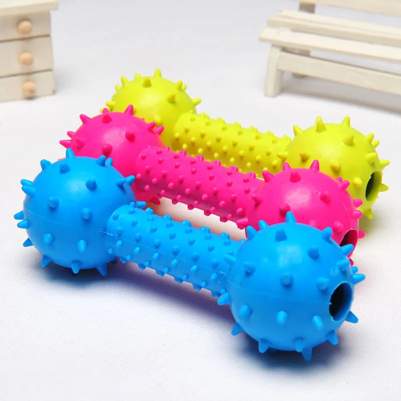 

New Dog Play Toy Rubber Pet Chew Toy Puppy Dog Training Clean Oral Supplies Barbell Shape Pet Fidget Toy Home Dog Accessories
