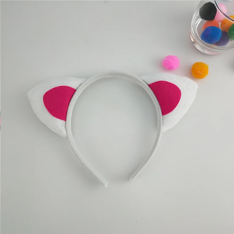 Повязка на голову с ушками животных для взрослых и детей белый ободок котом