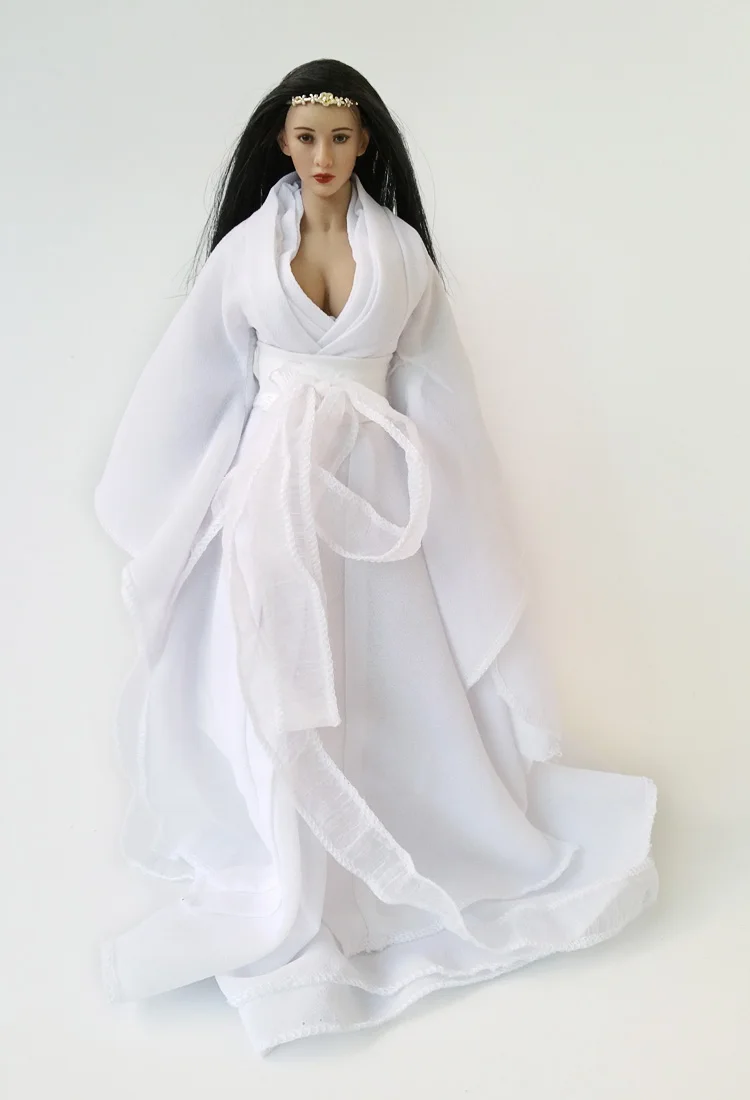 1/6 Ancient costumes of female soldiers white and light ancient dresses suitable for steel bones big breasts plastic body | Игрушки и