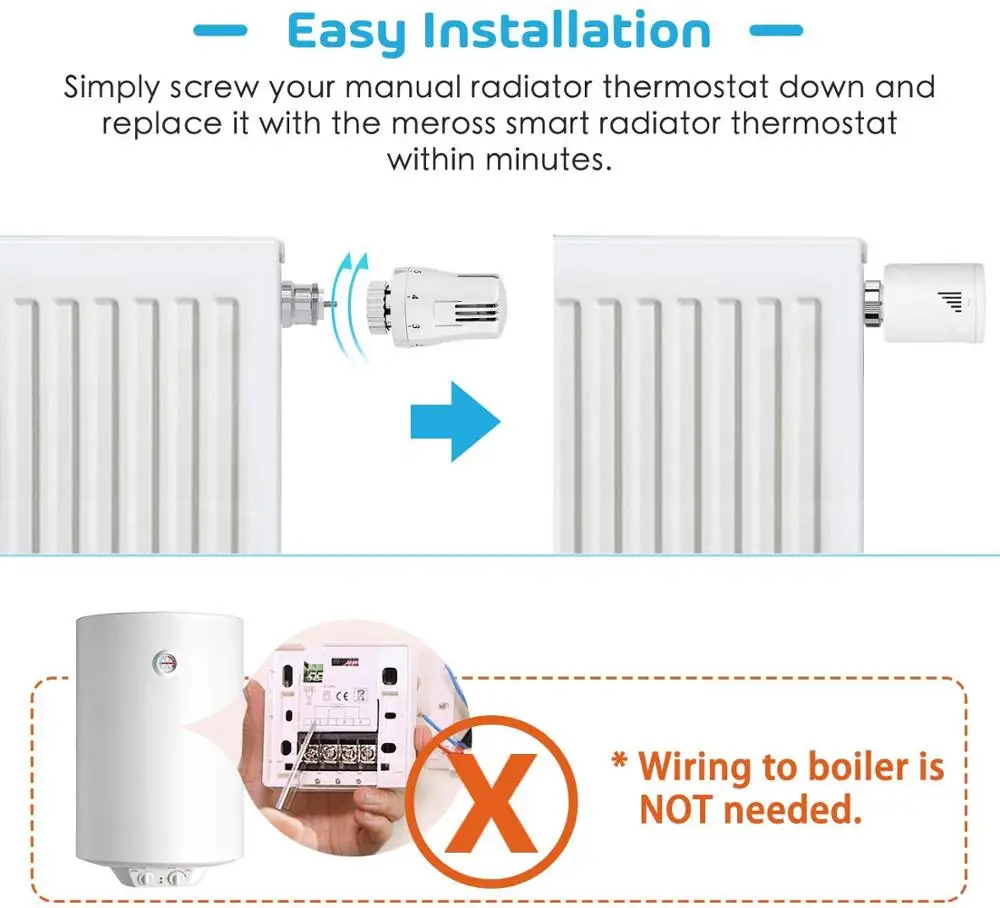 Meross Smart WLAN термостат радиатора с ЖК дисплеем совместим Alexa Google Assistant и IFTTT алиса