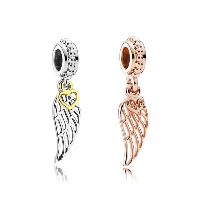 Angel wings charms fit pandora bracelet rose gold wing diy pendant bangle bead jewelry making for women gift | Украшения и