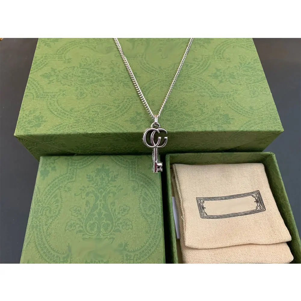 

Ожерелье из серебра Ag925 пробы с двумя ключами G для мужчин и женщин, современный ретро кулон в стиле хип-хоп, роскошная бижутерия, изысканный ...