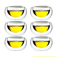 50ml80ml double insulation small tea cup home office tea set accessories double round cup transparent cup gift
