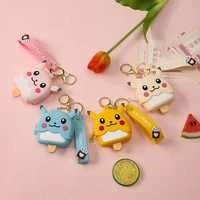 bandai pok%c3%a9mon creative cute cartoon anime pikachu silicone coin purse portable metal pendant keychain toys christmas gift