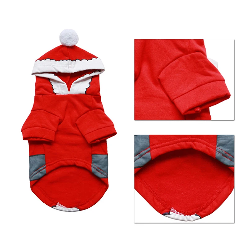 Одежда для собак и щенков Милый мягкий дышащий костюм с капюшоном рождественской