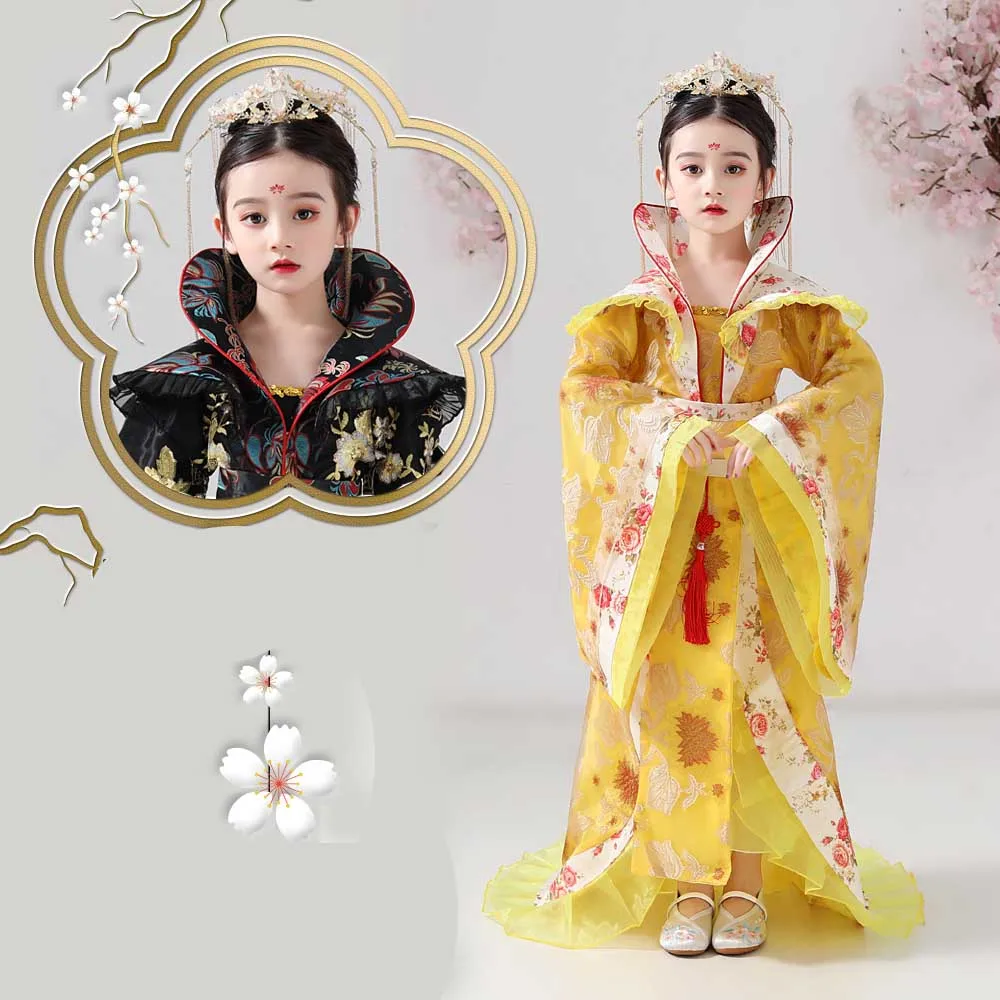 

Luxury Chinese Hanfu Ancient Empress Princess Trailing Perform Costume Girls Photography Dress Kids Tradition Dance Wear Cosplay