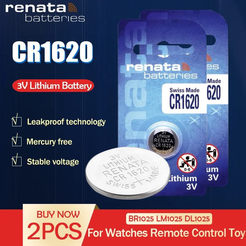2 шт. 100% оригинальный новый литиевая батарея renata 1620 CR1620 68 мАч для ключа автомобиля