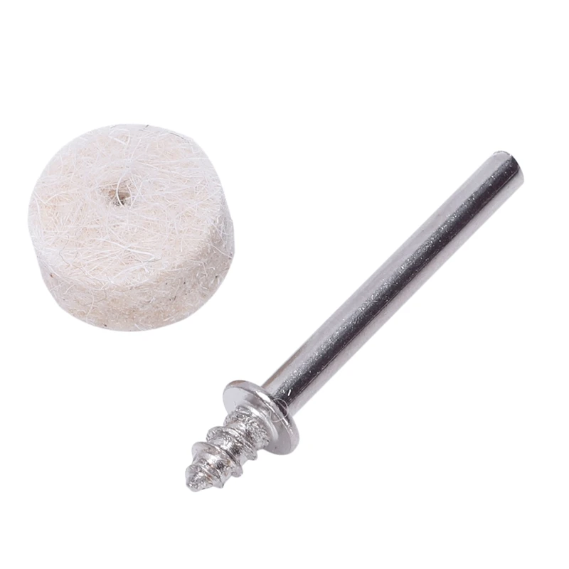 

100pcs Wool Felt Polishing Buffing Round Wheel Tool + 2 Shank For Dremel Rotary