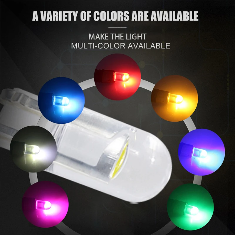 10 шт. W5W светодиодный T10 192 168 COB LED автомобильный клиновидный парковочный свет