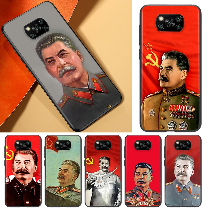 

Stalin Soviet Union Phone Case For Xiaomi Civi Play Mix 3 A2 A1 6X 5X Poco X3 NFC F3 GT M3 M2 X2 F2 Pro C3 F1 Black Soft