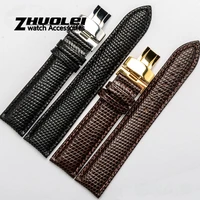 lizard pattern cow genuine leather watchband 1214161820212224mm watch steel folding buckle band strap wrist belt bracelet