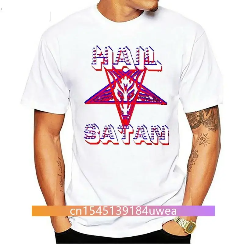 

Hail Satan retro T Shirt - Baphomet Pentagram Satan 666 Metal Horror Left HandCool Casual pride t shirt Unisex