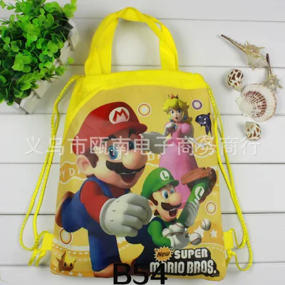D with handle 24 шт. нетканый Подарочный мешочек на шнурке маленький super mario bros тематическая вечеринка на день рождения подарки детям для плавания школьные рюкзаки - Цвет: D with handle