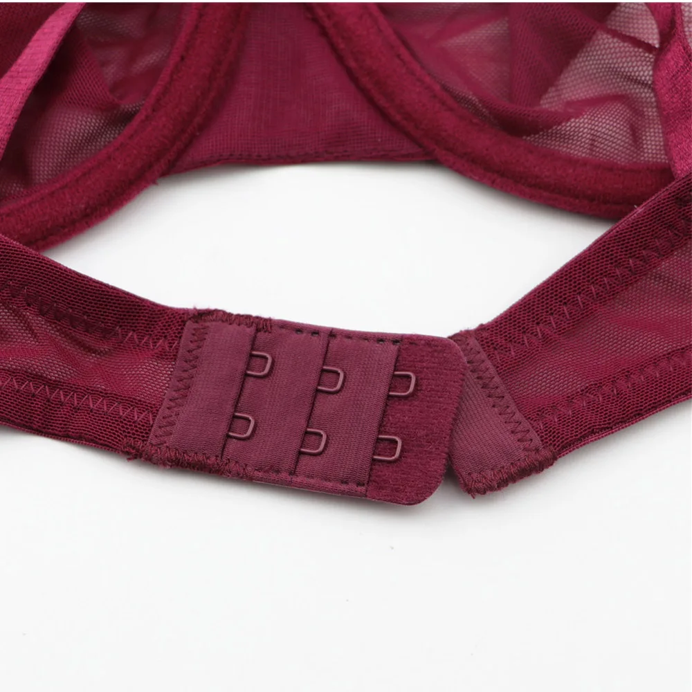 Solid Women Sexy Perspective Ultra-Thin Lace Bras With Underwire  Bralette Ladies Underwear Plus Size Lingerie Top 30-42