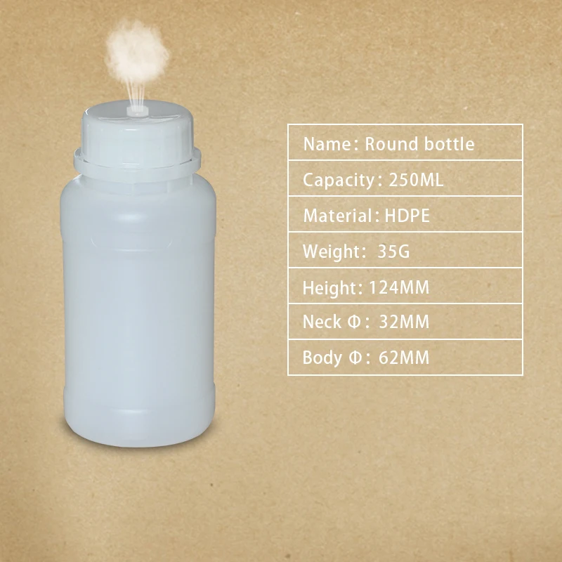 250ML translucent HDPE пластиковые бутылки с трамбовкой, дышащие крышки, контейнер для жидкого удобрения, герметичные многоразовые бутылки - Цвет: 250ML translucent