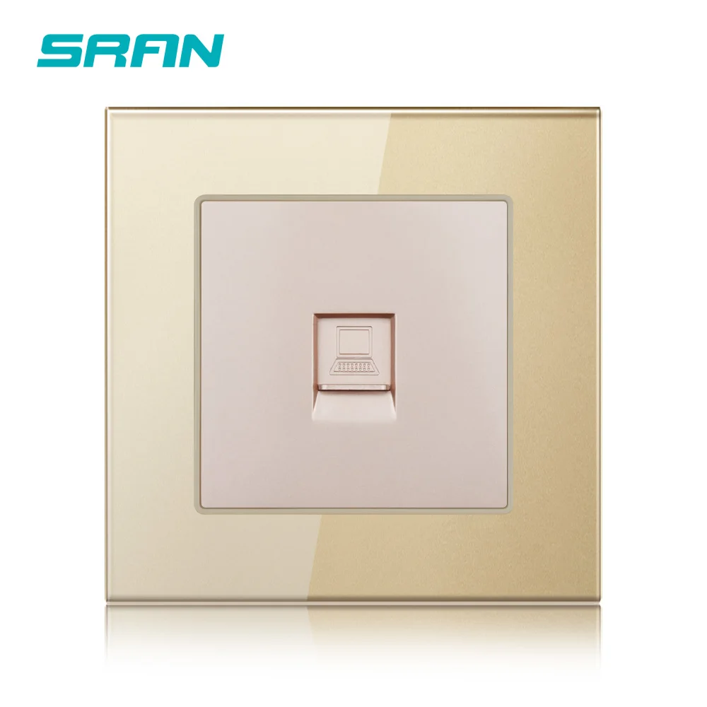 SRAN стены Интернет розетка с украшением в виде кристаллов закаленное Стекло