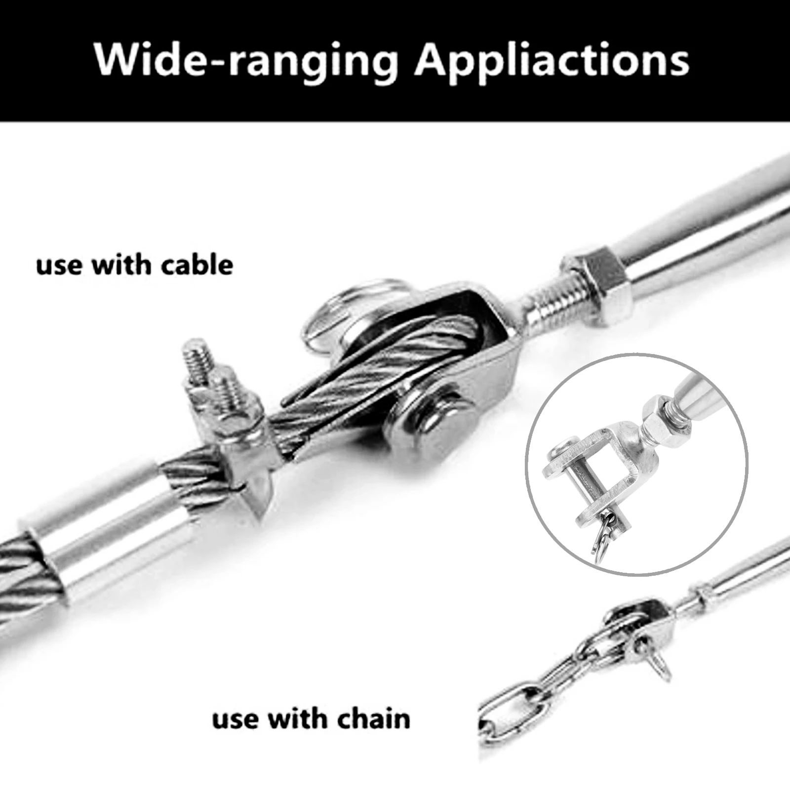 M6 Rigging Screw Jaw Marine Grade Stainless Steel Closed Body Fork Turnbuckle Bottlescrew Hardware