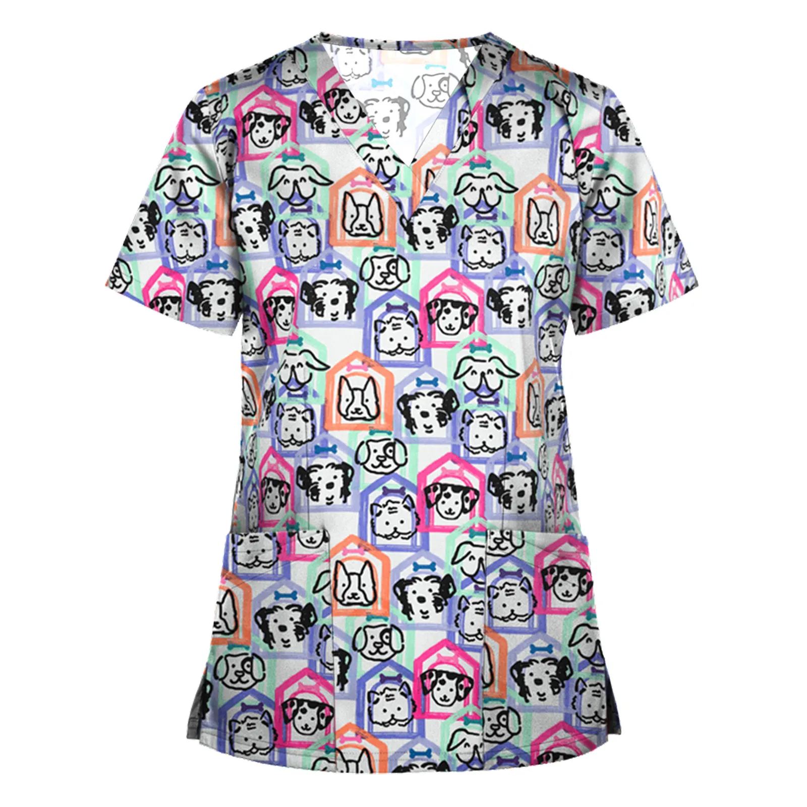 

Women Fashion Short Sleeve Neck Tops Working Blouse Shirt