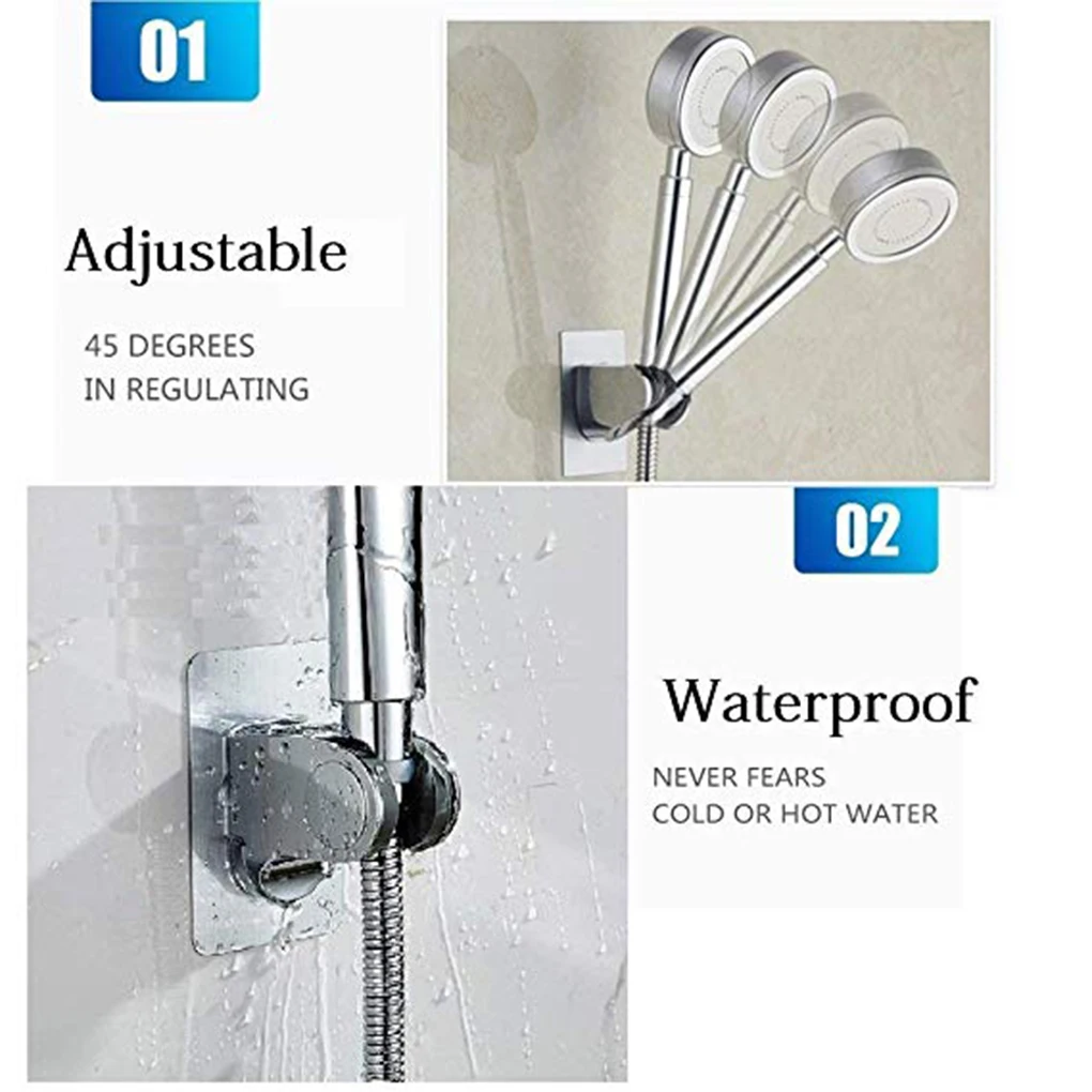 useful adjustable polished self adhesive handheld suction up drill free shower head holder showerhead rack punch free adjustable free global shipping