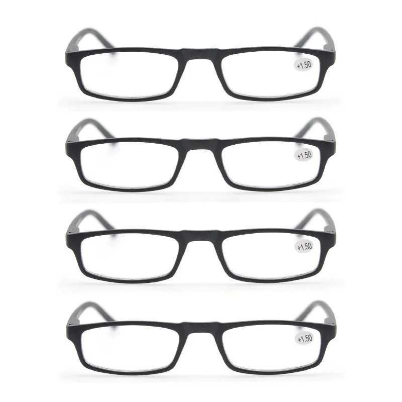 4 Paires Reading Glasses for Men Women Narrow Square Frame Readers Eyeglasses Spring Hinge with Diopter