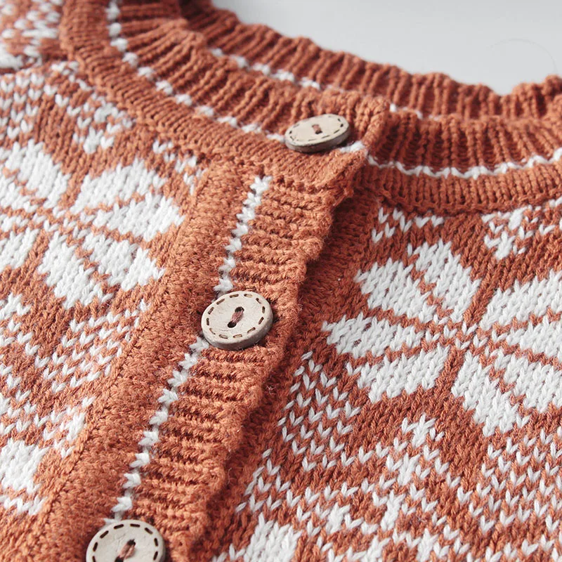 

Baby Girl Outfits Clothes Set Newborn Baby Clothes Sweet Snowflake Knit Coat + Rompers Suit Spring Autumn Infant Girls Clothing