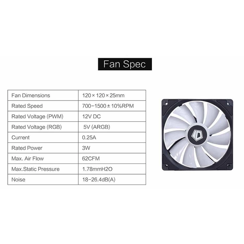 

ID-COOLING XF-12025-ARGB RGB PWM Cooling Fan For CPU Cooler/Radiator/PC Chassis RGB Fan for Air Cooler Graphics Card