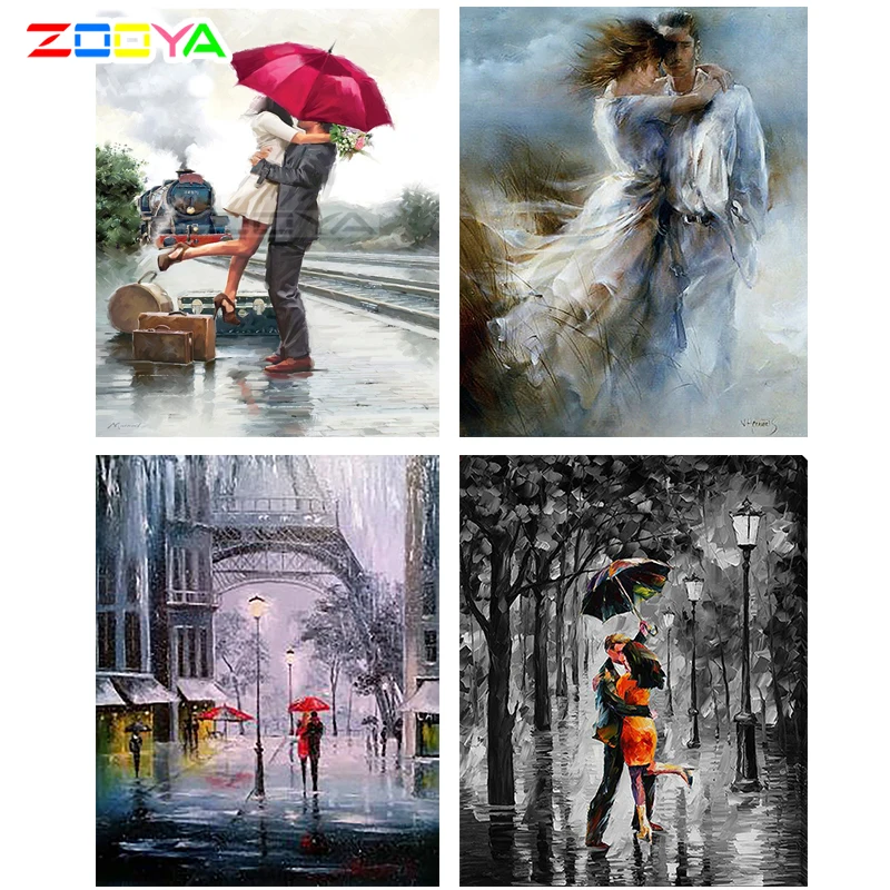 ZOOYA Алмазная вышивка DIY Алмазная картина пара объятий на поезде треки Алмазная картина вышивка крестиком Стразы мозаика BJ1670