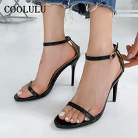 coolulu ankle strap sandals women shoes 2021 extreme high heel sandals buckle thin heel female footwear summer white big size 48