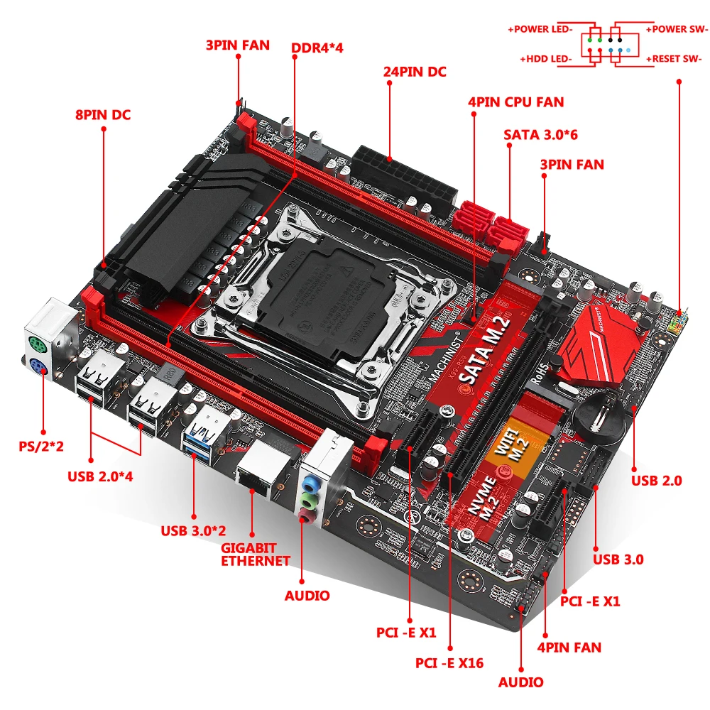 machinist x99 motherboard lga 2011 3 kit with xeon e5 2650 v3 cpu processor 16g116 ddr4 ecc ram memory m 2 nvme m atx rs9 free global shipping