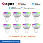 Светодиодсветильник лампа Zigbee 3,0 5 Вт, 5 Вт, rgb, 5 Вт, 85-265 в, дистанционное управлениеГолосовое управление, работа с Alexa, Google Home