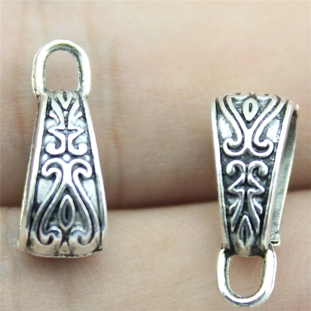 

20pcs 17x6mm Big Hole Beads Bail Beads Antique Silver Color Bail Beads Pendants Charm Bail Beads