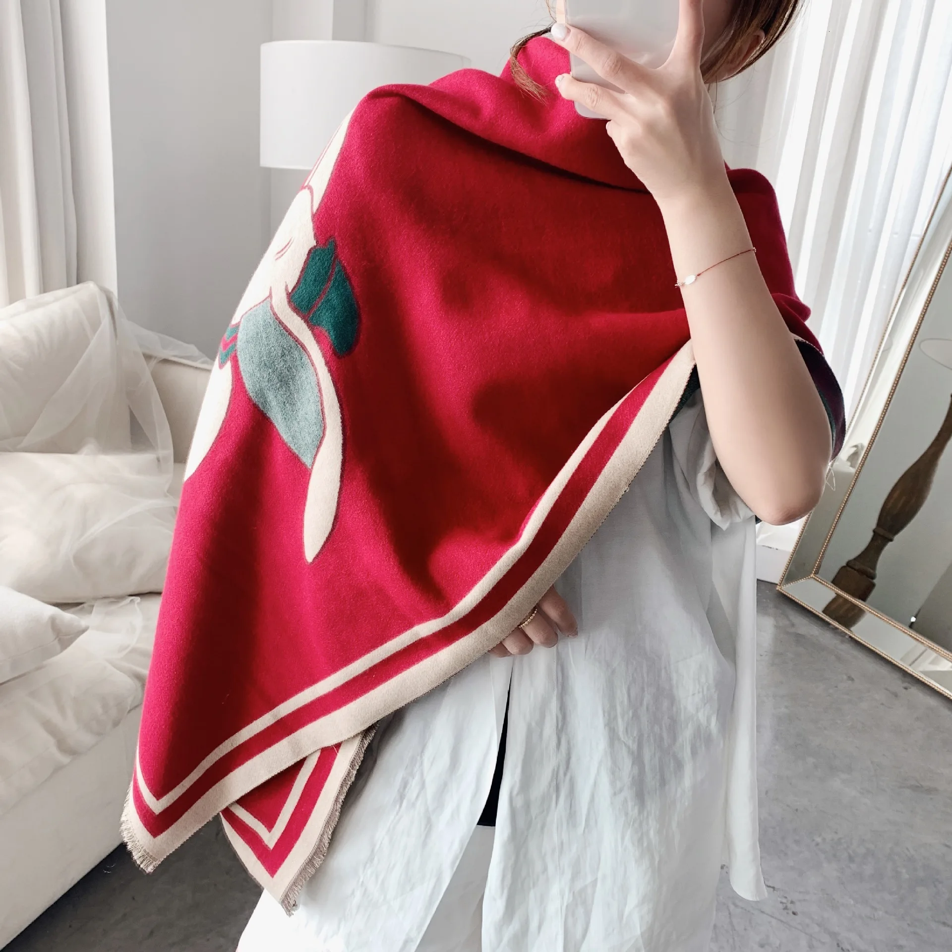 INS маленький летающий слон кашемировый двусторонний сохраняющий тепло шарф