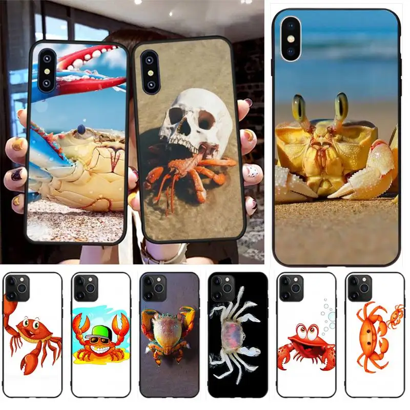 

PENGHUWAN lovely crab Soft black Phone Case for iPhone 11 pro XS MAX 8 7 6 6S Plus X 5S SE XR case