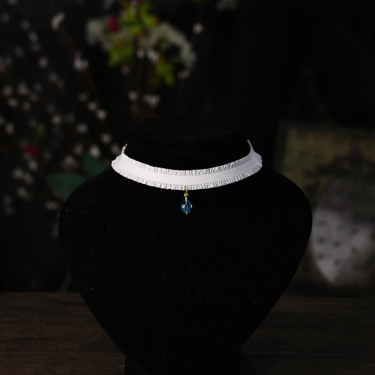 

JL010 Elegant Wedding Bridal Neck Strap Lace Turquoise Rhinestone Pendant Marriage Bride Neckwear Women Girl Neck Decoration