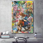 Граффити искусство ребенок Абстрактная Картина на холсте стены фотообои для гостиной украшение стены картины Домашний Декор стены