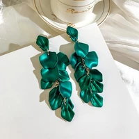 yaologe dark blue green beautiful exaggerated fairy flower petal tassel earrings trendy western earrings womens pendent jewelry