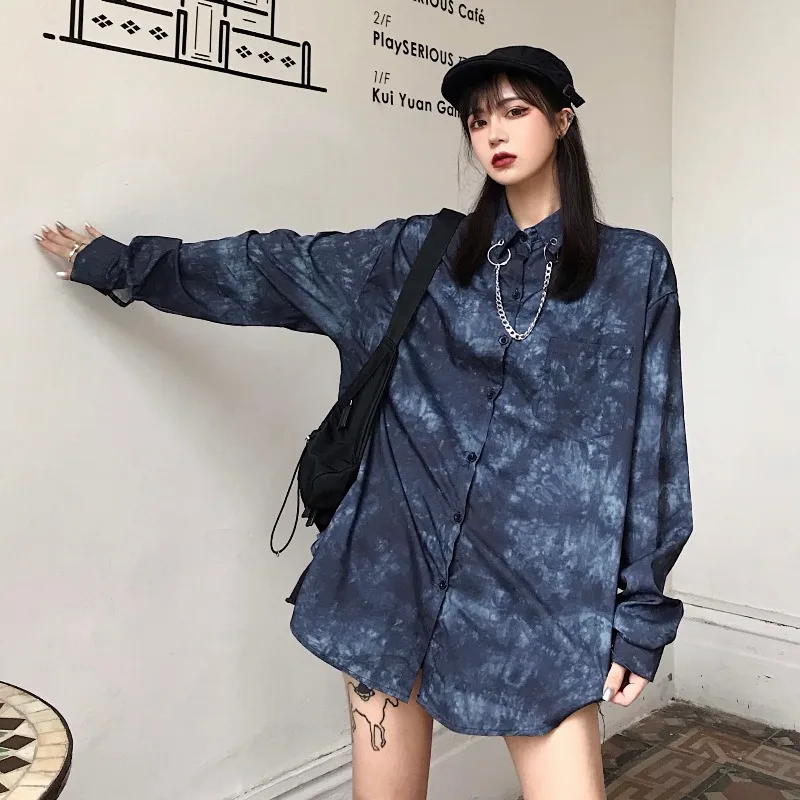 

Shirt girl 2021 new spring dress Korean version ins dark versatile shirt loose long sleeve coat student trend