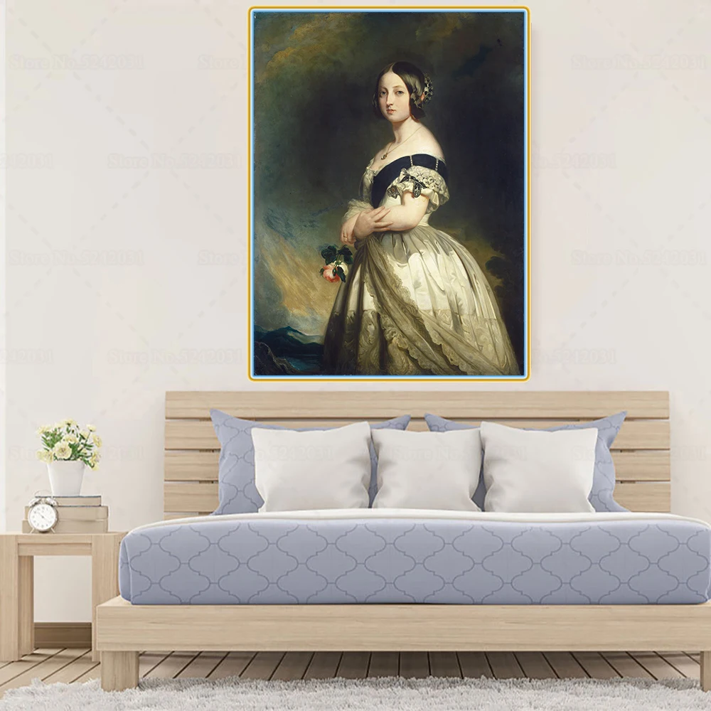 

Holover Canvas Oil Painting Winterhalter"Queen Victoria"Western Art Decor Decorative Posters Aesthetic Decoration Wall Art
