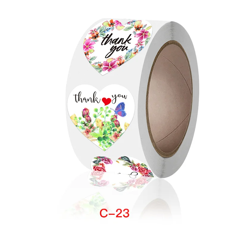 

500 Pieces Thank You Stickers Heart Shape Business Watercolor Thank You Labels Stickers Adhesive 1 inch Stickers