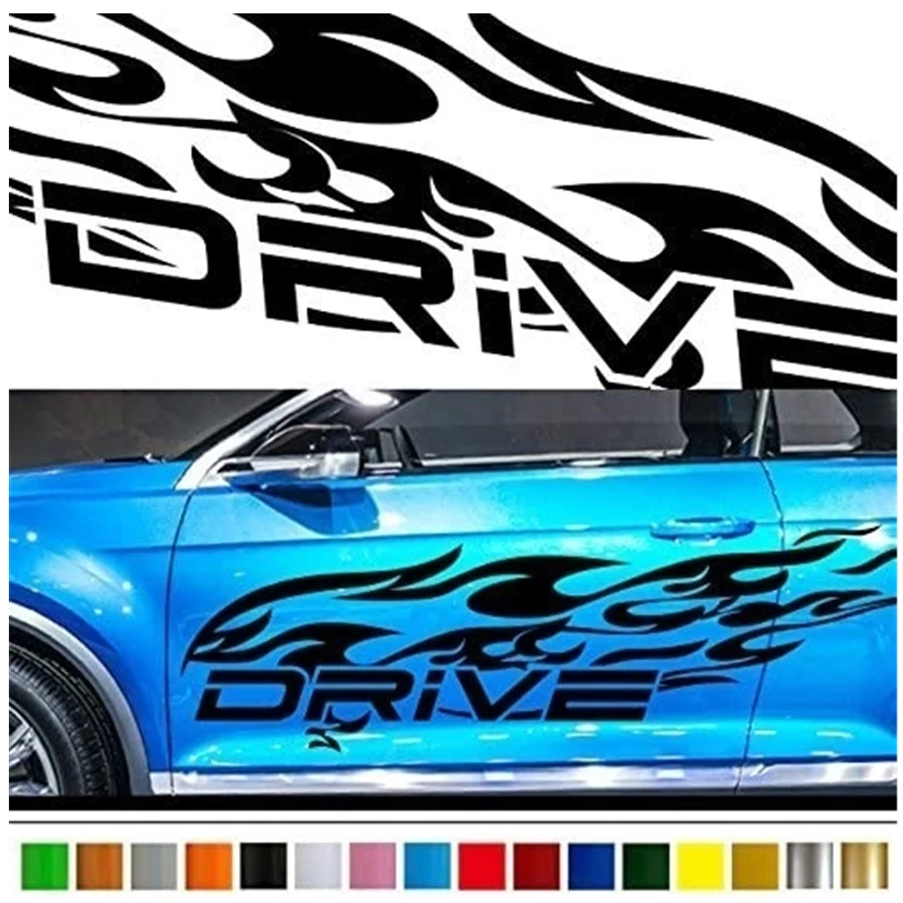 

1Pc Driver letter Totem Auto Sticker Car Body Racing Side Door Long Stripe Stickers Auto Vinyl Decal Totems Car Decal