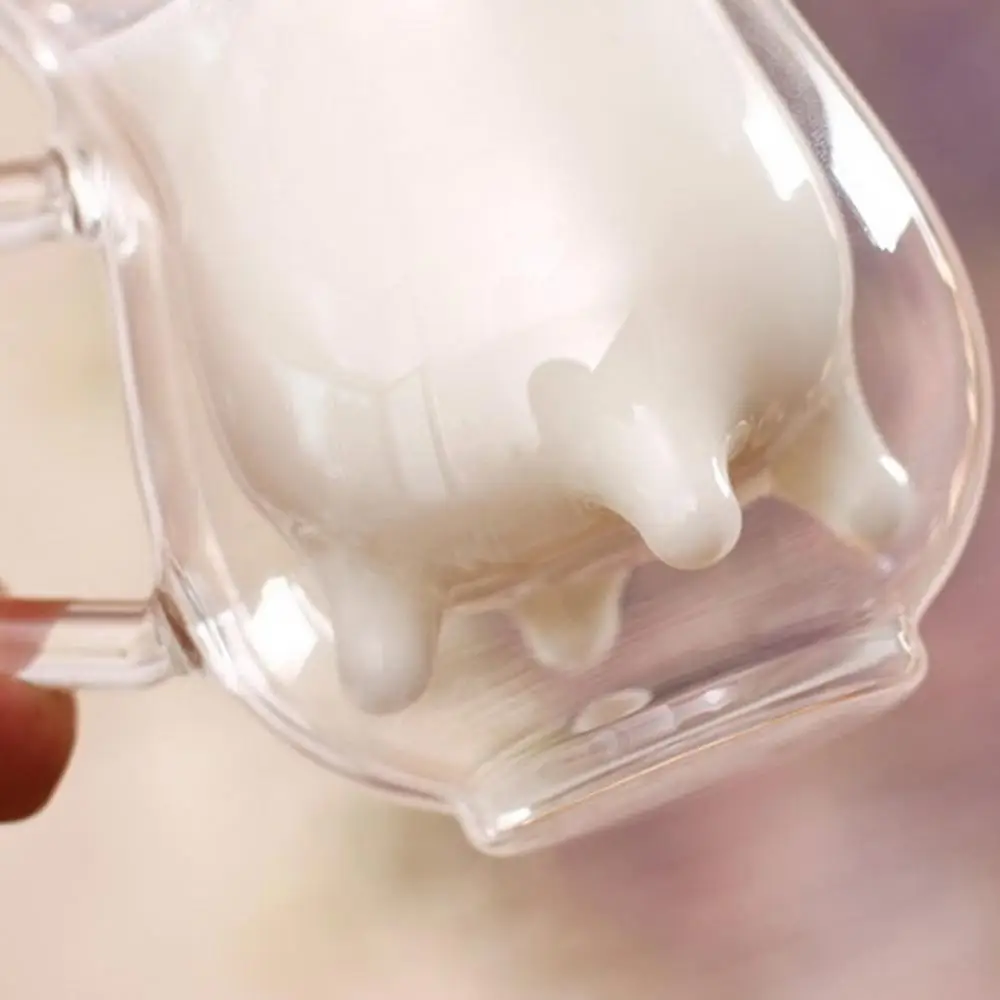 

Hot Sales 300ml Cute Milk Mug Double Layer Heat-resistant Water Juice Coffee Glass Cup